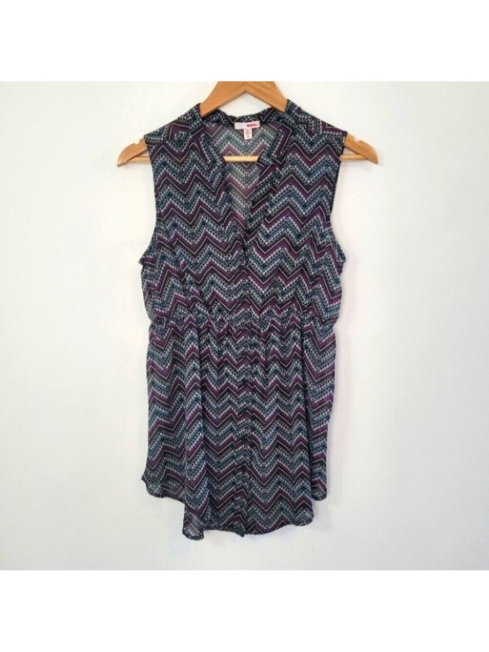 💘Bongo Sleeveless Blouse Chevron Pattern Lightweight Blouse Size Medium